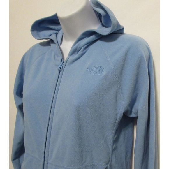 The North Face Girls Youth Light Blue Hooded Fleece Polartec Size L Sweater - Picture 6 of 9